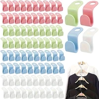 50Pcs Mini Clothes Hanger For Wardrobe Connector Hook Plastic Wardrobe Coat Extender Clips Holder Space Saving 2