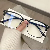 Lunettes anti-lumière bleue semi-cerclées pour hommes et femmes, lunettes transparentes pour ordinateur, filtre à rayons carrés classiques, monture de lunettes interdite 4