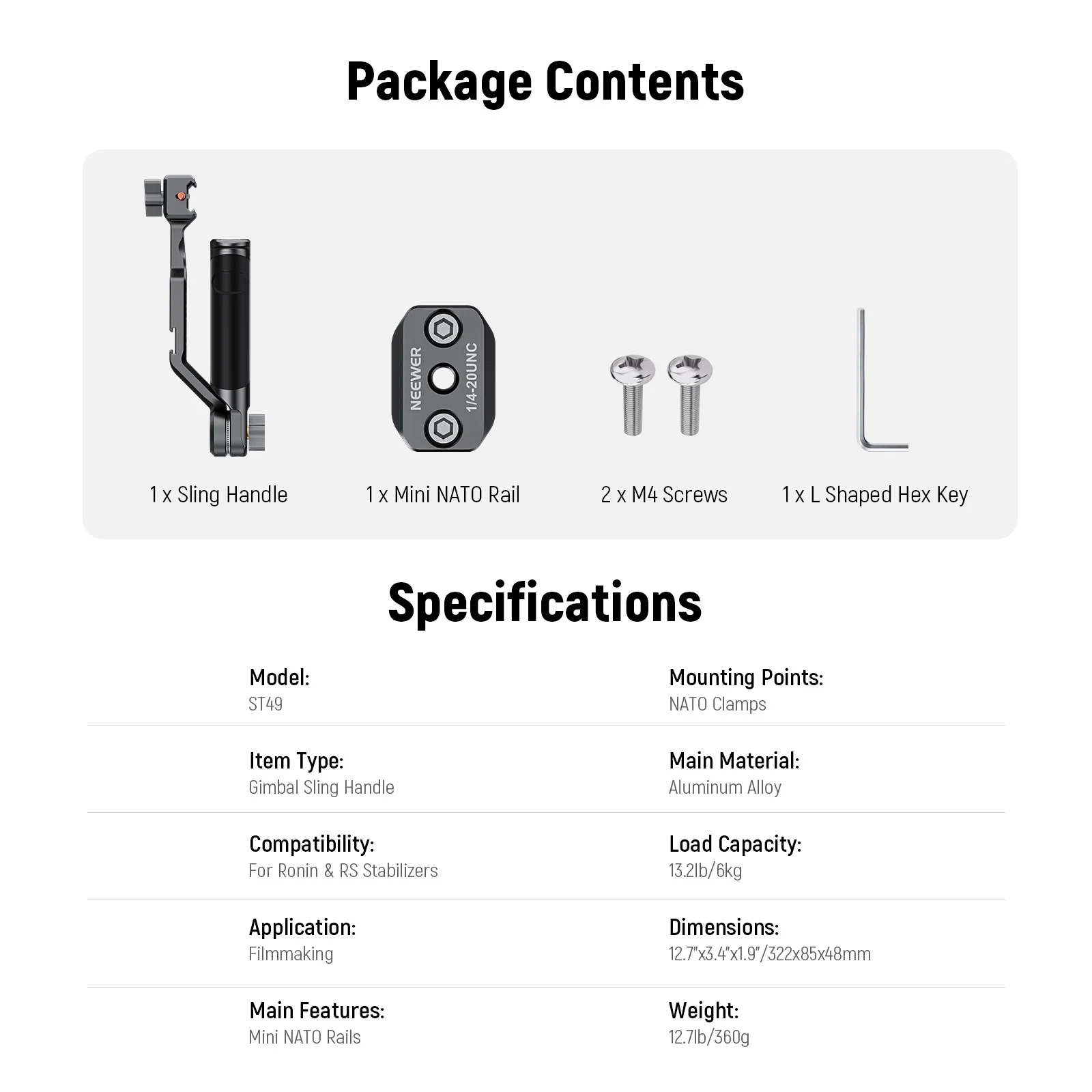 Gimbal Sling Handgrip Compatible with DJI RS 2 RSC 2 RS 3 RS 3 Pro RS 3 Mini Han