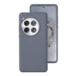 Premium Soft Liquid Silicone Case with Flocked Interior for OnePlus 12 (Grey)