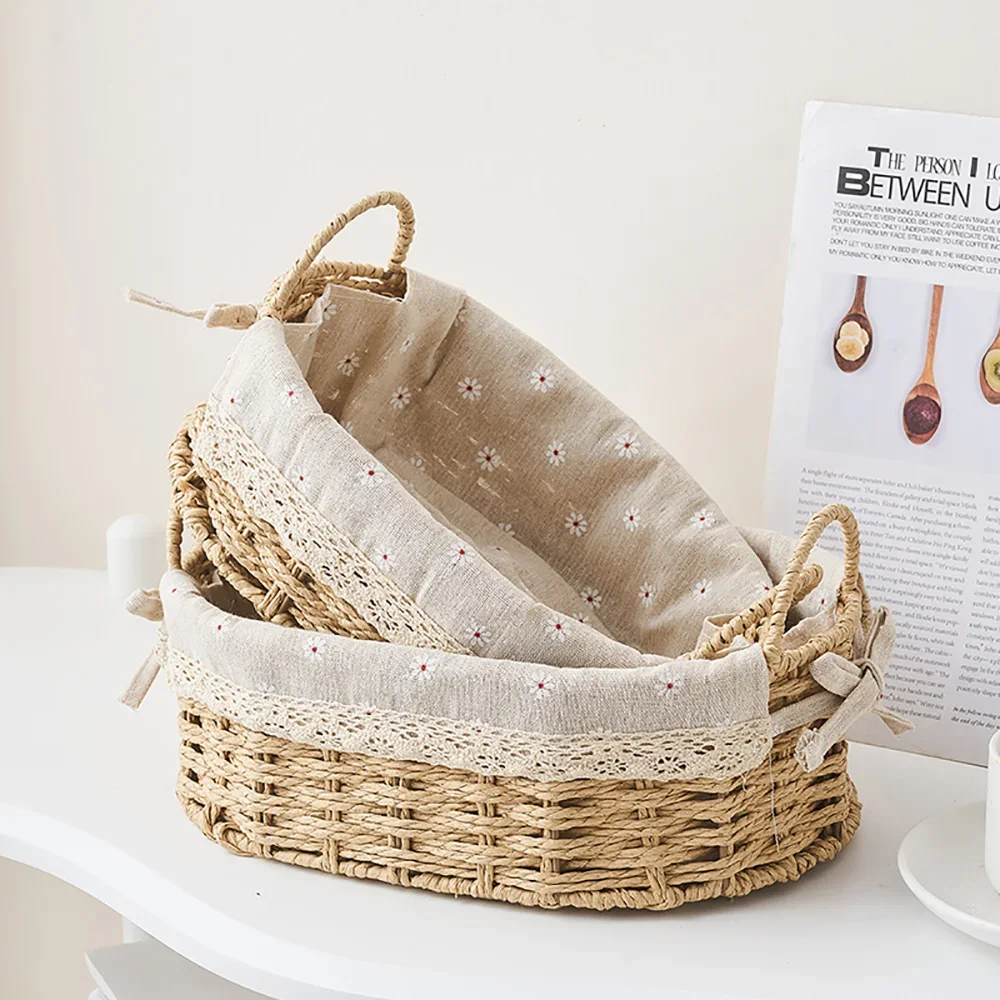 Rattan Mini Bread Roll Basket, Small Storage Basket, Handwoven Bread Basket  L20 X W15 X H10cm 