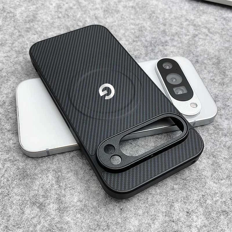Premium Carbon Fiber Leather Magnetic Case with Wireless Charging and Shockproof Protection