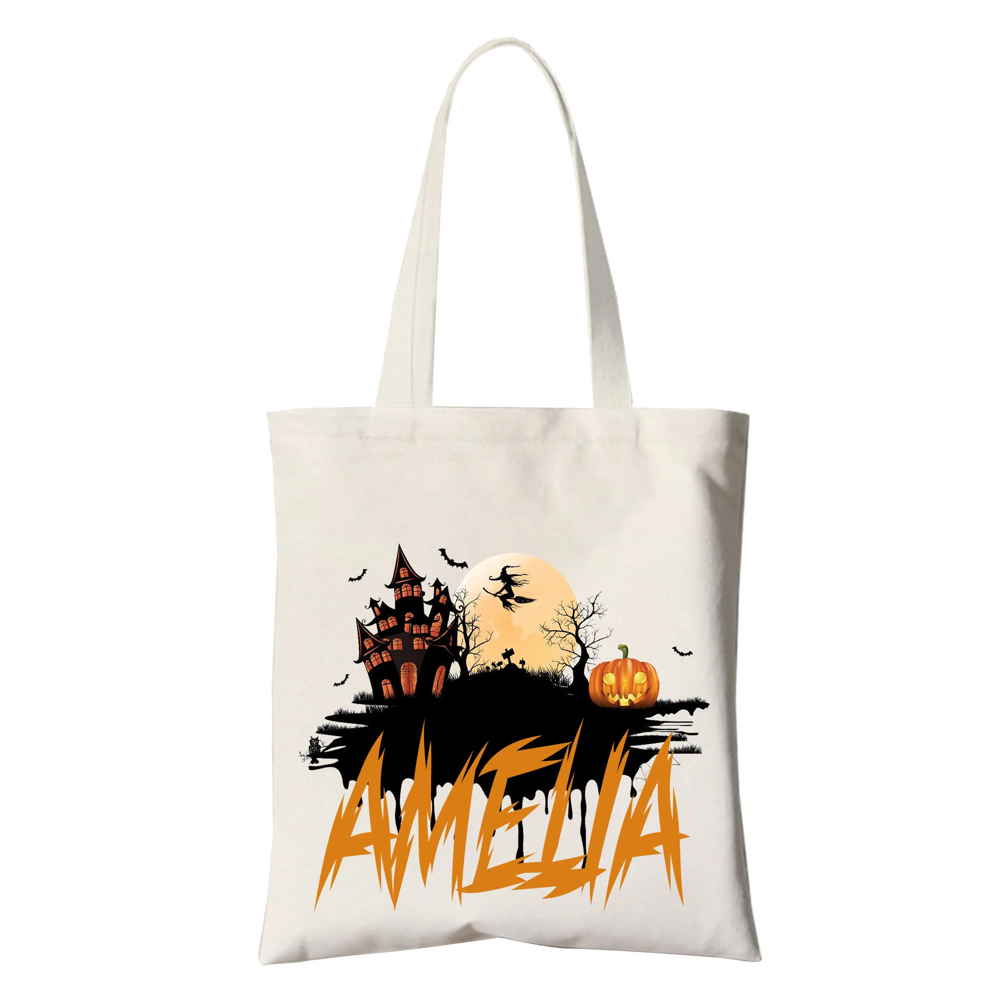 

Halloween themed packs with customizable names Pumpkin Demon Skull Tote Halloween Party Decorations Trick or Treat Gifts