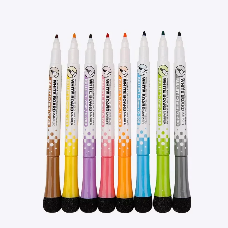 Pennarelli per lavagna bianca colorata magnetica cancellabile a 8 colori Gomma incorporata Materiale scolastico Penna per lavagna Penna da disegno per bambini