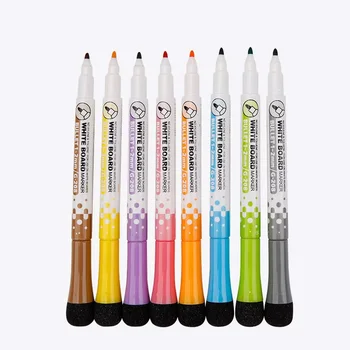 Pennarelli per lavagna bianca colorata magnetica cancellabile a 8 colori Gomma incorporata Materiale scolastico Penna per lavagna Penna da disegno per bambini