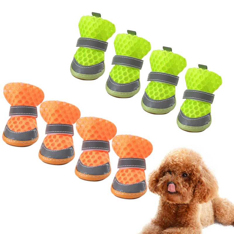 Breathable Mesh Summer Pet Shoes Small Dog Reflective Boots Spring