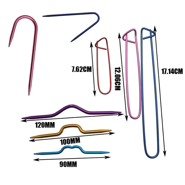 9 PCS Cable Stitch Holders,Safety Pin Brooch Weaving Needle Sweater  Knitting Tool,Bent Tapestry Needles