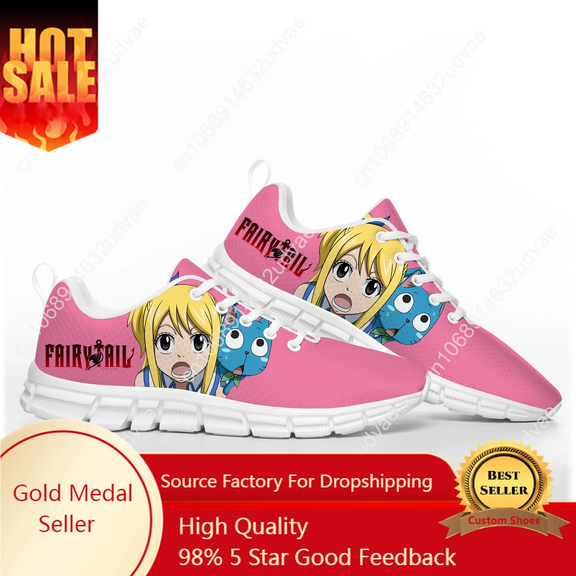 

Lucy Heartfilia Anime Fairy Tail Sports Shoes Mens Womens Teenager Kids Children White Sneakers Custom High Quality Couple Shoe