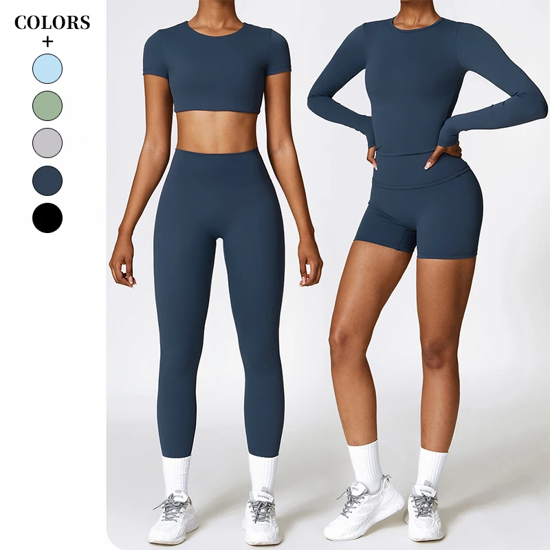 New Design Yoga Sets Sports Bra Women's Gym Shorts Fitness Push up Yoga Leggings Woman Training Clothes Sporty Tights Top Vest
