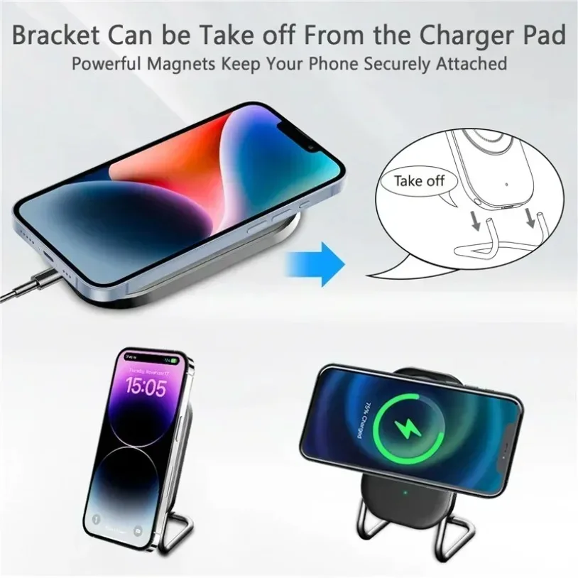 VIKEFON Desktop Magnetic Wireless Charger Phone Charge Cellphone Holder For Magsafe iPhone 17-12 Pro Max Fast Charging Station