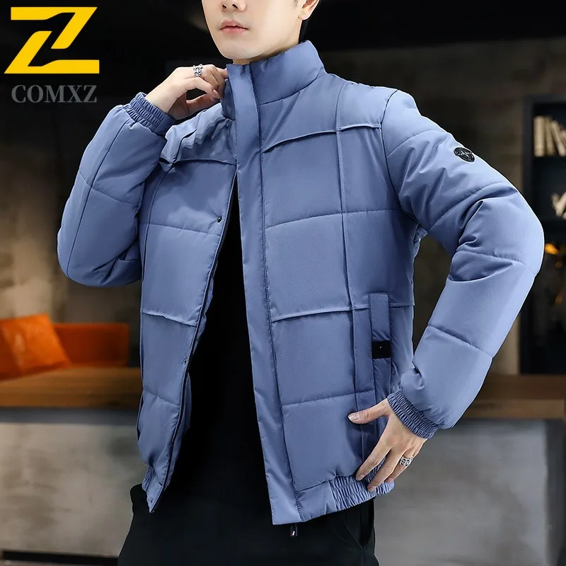 ​Men Down Cotton Jacket Winter Waterproof Windproof Thickened Korean Style Solid Color Autumn Winter​ Warm Outdoor sports Coat