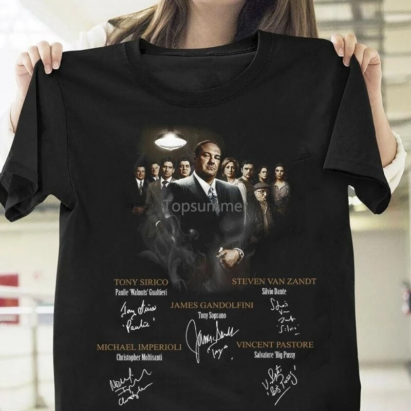 

The Sopranos Tv Series Characters Signature T Shirt Black Cotton Men S-6Xl