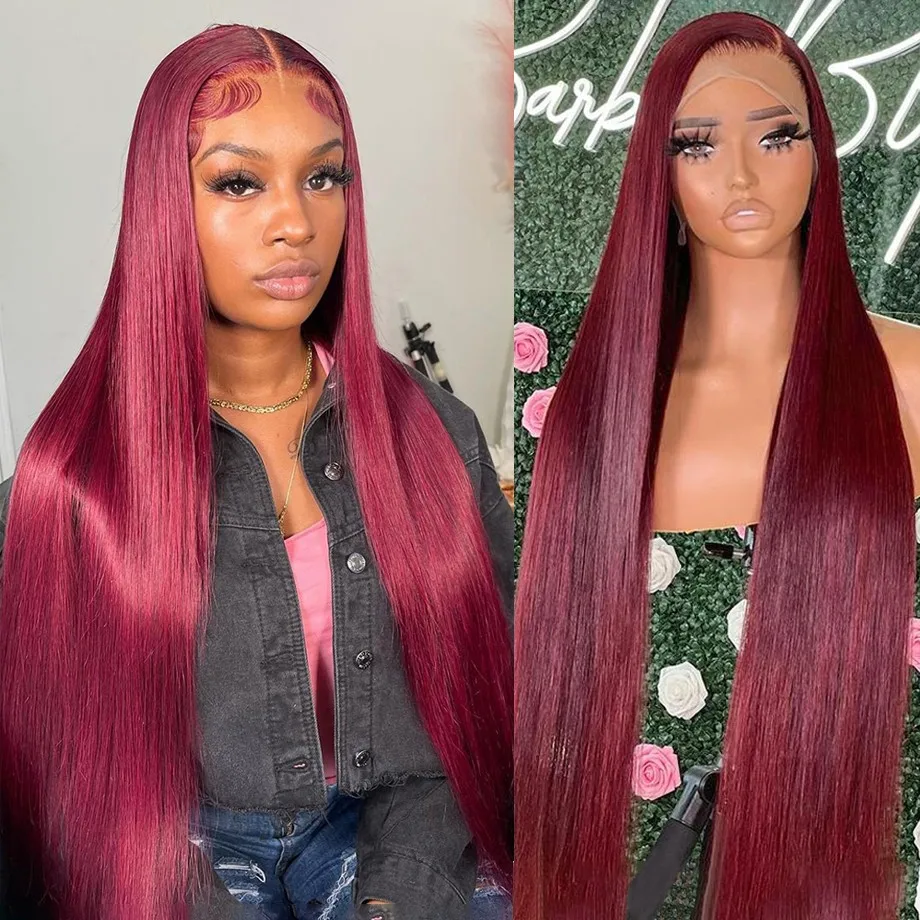 

Burgundy 13x6 Hd Lace Frontal Human Hair Wig 99J Straight Lace Front Wigs 13x4 Glueless Preplucked Brazilian Hair For Women