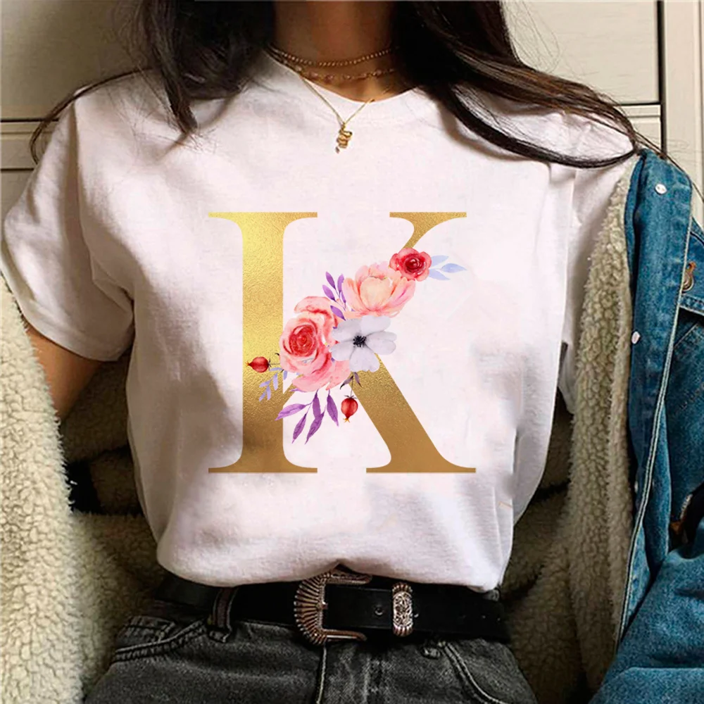 

Alphabet A-z top women comic graphic Tee girl Japanese clothes