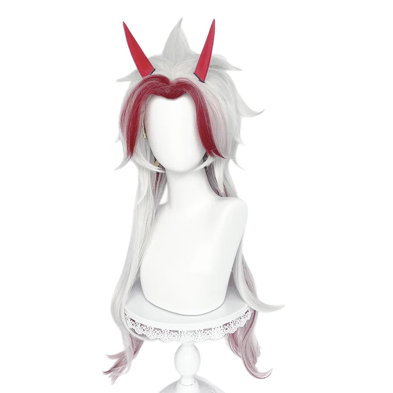 Genshin Impact Arataki Itto Cosplay Wig 80cm Silver Red Wig Cosplay Anime Cosplay Wig Heat Resistant Synthetic Wigs 
