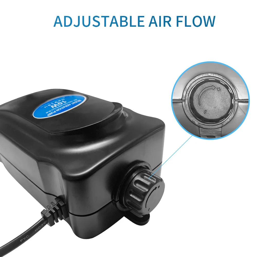 Adjustable Aquarium Air Pump 110V~220V Air Pump 3W~12W For Bedroom Fish Tank Silent Oxygen Compressor
