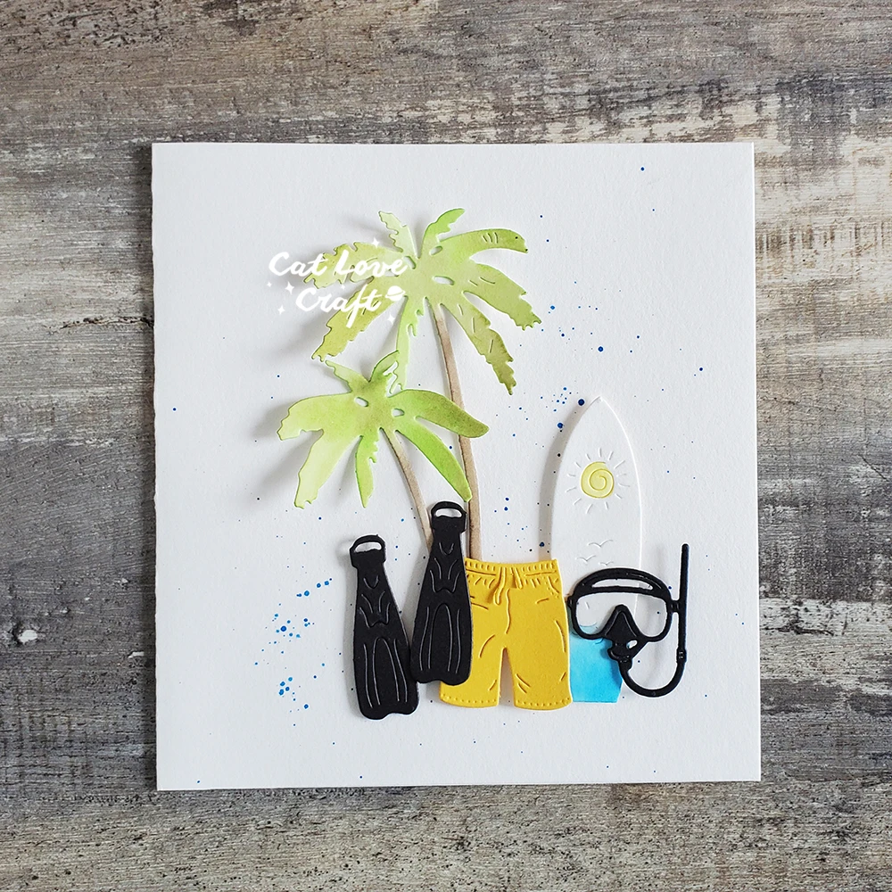 Catlove 여름 여행 수영복 바지 서핑 보드 금속 절단 다이 스크랩북 스텐실 다이 컷 카드 만들기 공예 엠보싱 새로운