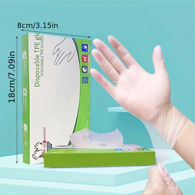 Disposable Plastic Gloves 100 food grade disposable plastic gloves for cooking food preparation and service thickened TPE gloves