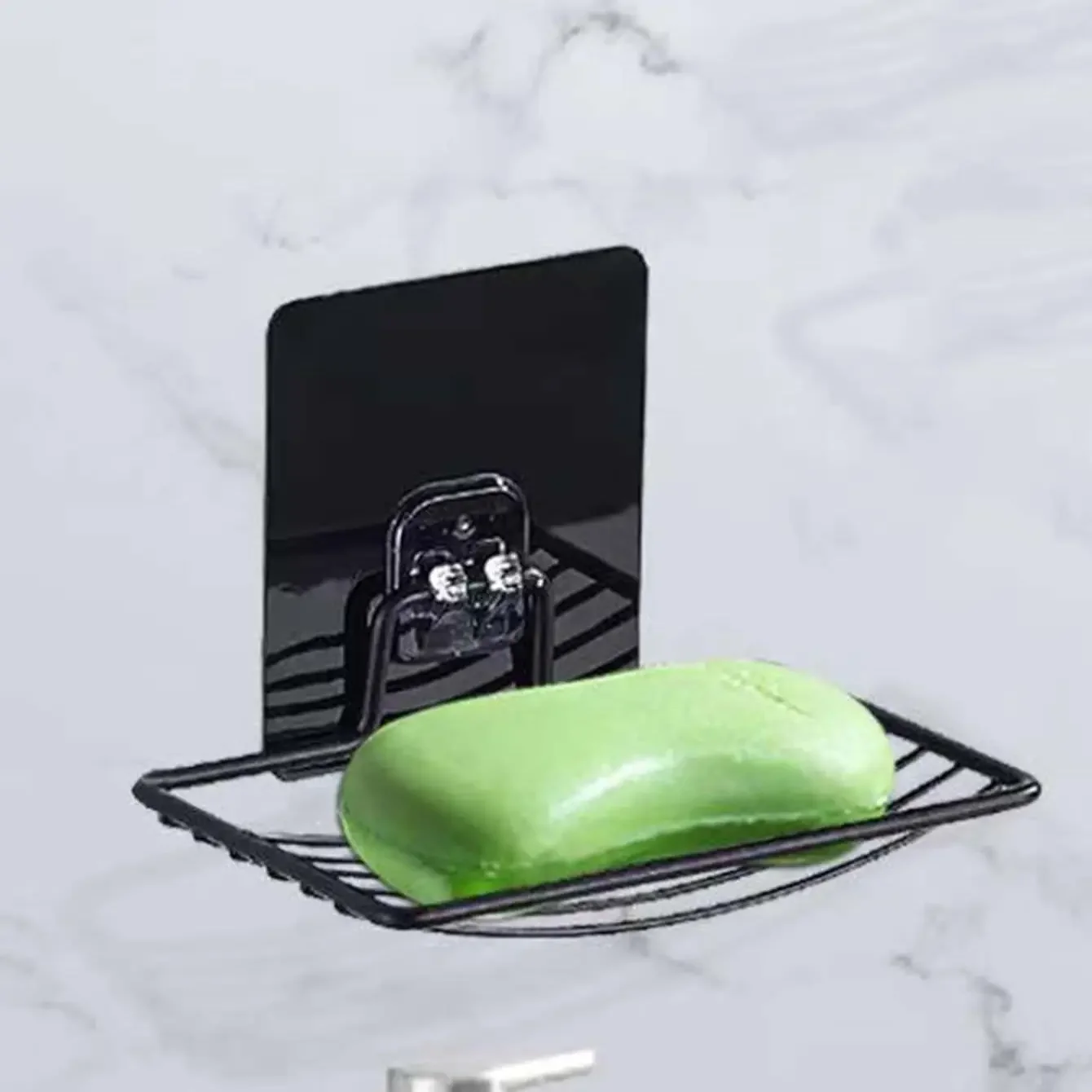 1pc-Stainless Steel Soap Rack Punch-free Nail-free Bathroom Single Layer Drain Wall Hanging Sucker Soap Box Light Luxury Shelf 5