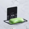 1pc-Stainless Steel Soap Rack Punch-free Nail-free Bathroom Single Layer Drain Wall Hanging Sucker Soap Box Light Luxury Shelf 5