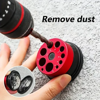 Accessorio estrattore polvere rosso per trapani a percussione: rimuove polvere e detriti durante la perforazione, ideale per progetti di costruzione e fai da te