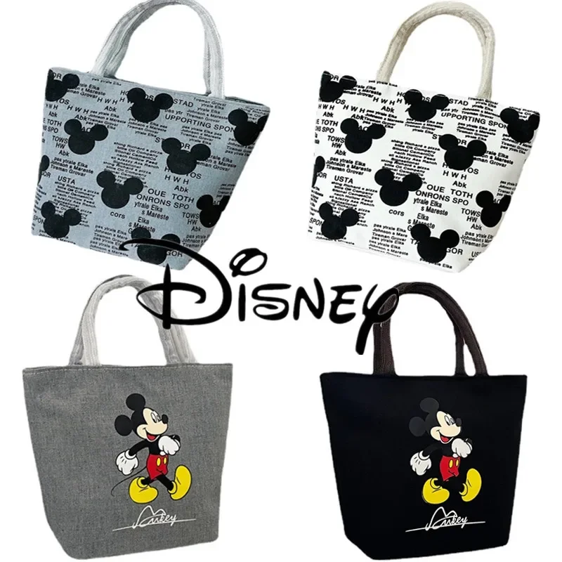 

New Disney Mickey Mouse Handbag Cartoon Canvas Tote Bag for Girl Cute Anime Multifunctional Lunch Bag Fashion Shopping Bag Gifts