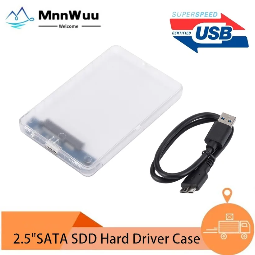 

MnnWuu USB 3.0 HDD Case Enclosure 2.5 Inch Serial Port SATA SSD Hard Drive Cases Support 2 TB Transparent Mobile External HDD