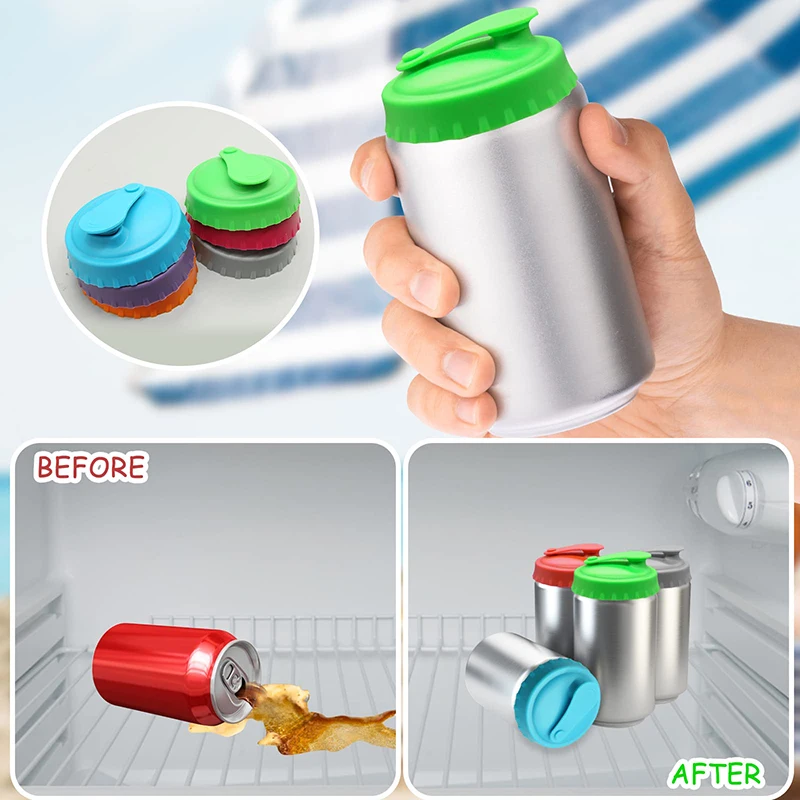 4 Pcs Soda Bottle Cap, Reusable Silicone Carbonated Beverage Caps Sealant  Cover With Pressure Button For Soda, Beer, Drink