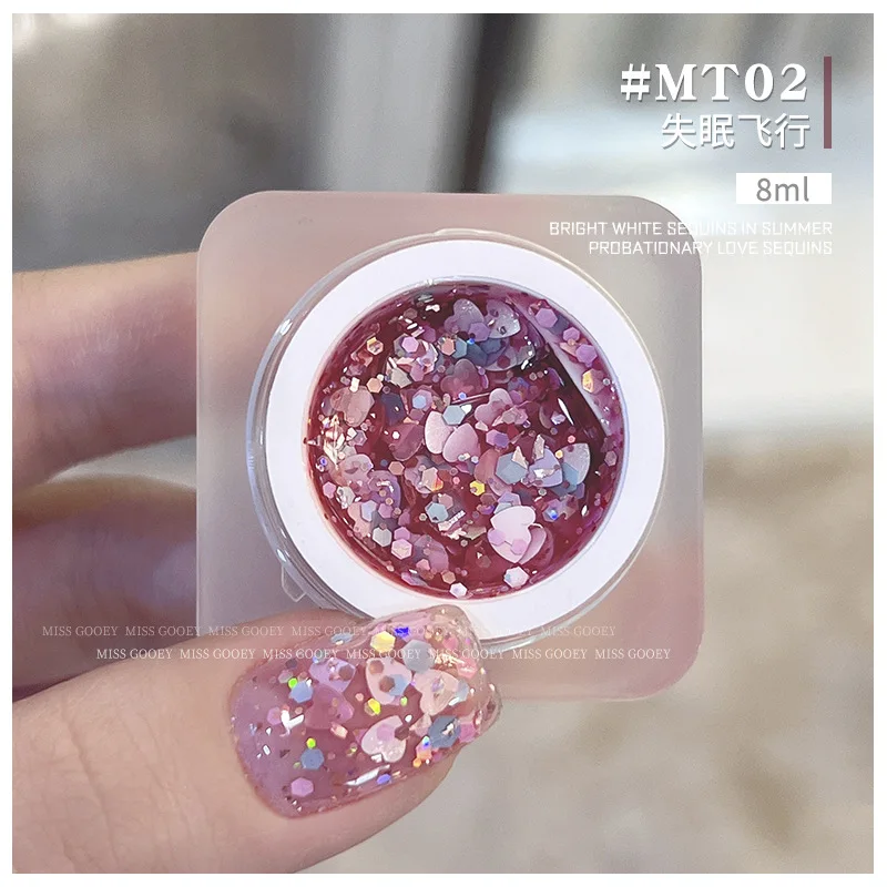 16colors Heart Shape Glitter Gel Polish Canning Flash Sequin Flowers Gel Nails Polish 5ml Semi Permanent Gel Nail Polish 2