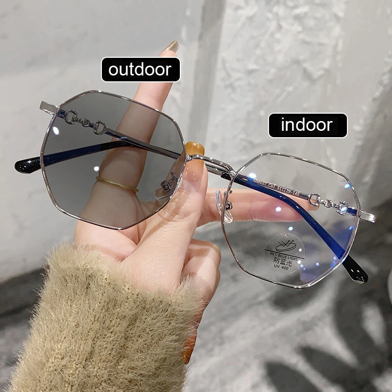 Smart Outdoor Photochromic Minus Eyeglasses Unisex Round Color Changing Myopia Glasses Optical Spectacle Near Sight Eyewear 4