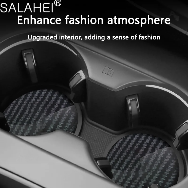 2Pcs Car Carbon Fiber Pattern Coaster Non Slip Water Cup Mat Anti-Dirt Pads For Chery Jetour Traveller T2 Styling Accessory cup holder coasters car coaster pads