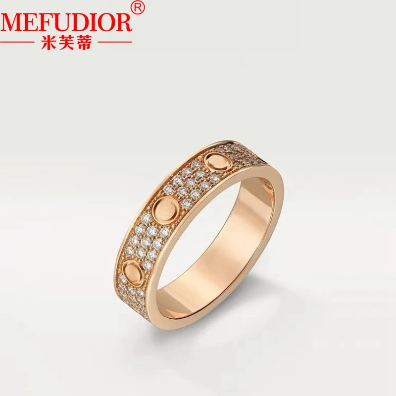

18K Real Gold Ring Starry Sky Three Rows Moissanite Diamond With GRA Certified Engagement Wedding Band Fashion Jewelry For Women