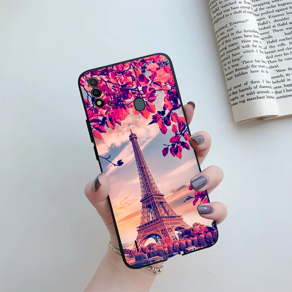 For Itel Vision 2s Itel P37 Case 6.52" Fashion Art Label Black Soft Silicone Cover For Coque Itel P37 Itel Vision 2s Phone Case phone purse