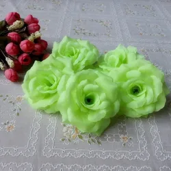 Elegant Dark Blue Silk Rose Flowers - Set of 10 for Wedding and Home Décor (Light green)