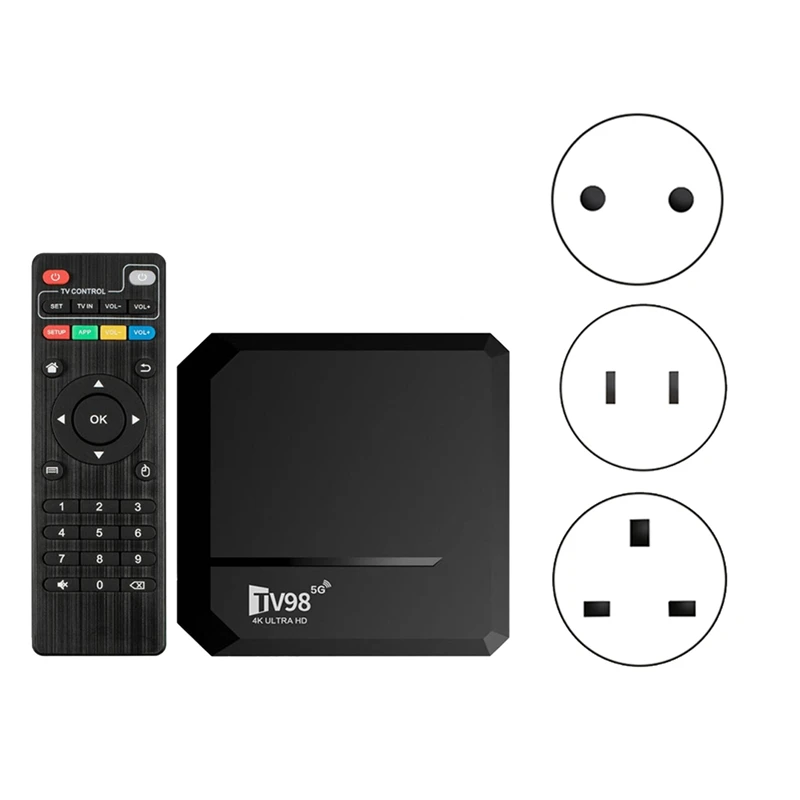 안드로이드 12.1 스마트 TV 박스, TV 98 BT TV 박스, 2G + 16G 올위너 H313, 2.4G + 5G 와이파이 + BT 4.0, 4K x 2k, 미디어 플레이어