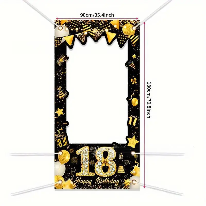 Schwarzgold, Dekoration zum 18-jährigen Geburtstag, Geschirr, Teller, Tassen, Tischdecke, Ballon-Set, Popcorn-Box, Partyzubehör zum 18. Geburtstag – Detail 19