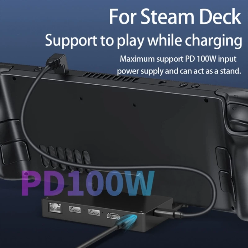 6 in 1 Docking Station PD100W for Steam Deck Support NVME+NGFF ProtocolsM.2 Solid-state Hard Disk SSD Dock Base