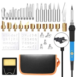 Kit de stylos pyrogravure 60W, température réglable, fer à souder, soudage, gaufrage, gravure sur bois, réparation 