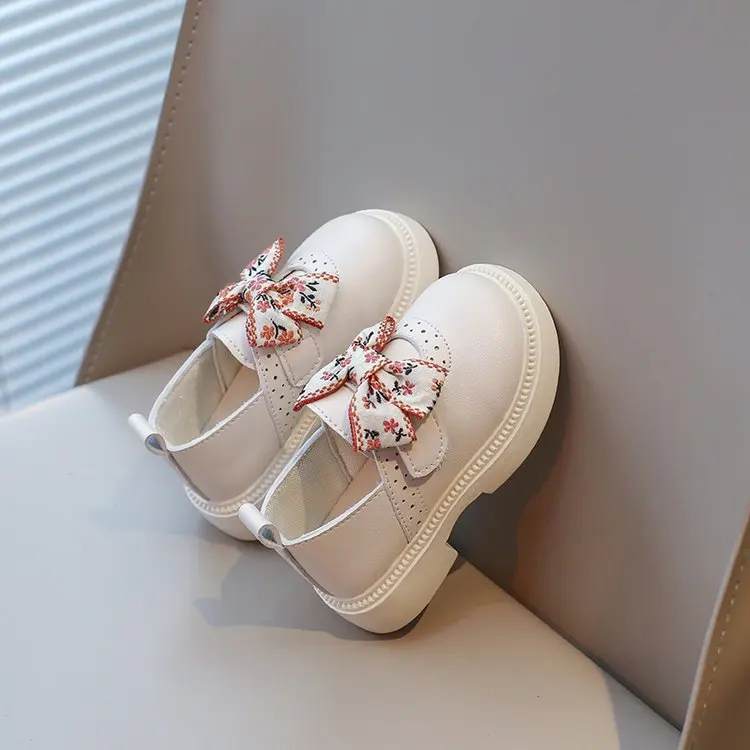 Spring Children's Leather Shoes Embroidery Bowknot Kids Mary Jane Shoes Causal School Thick Bottom Girls Princess Single Shoes 6