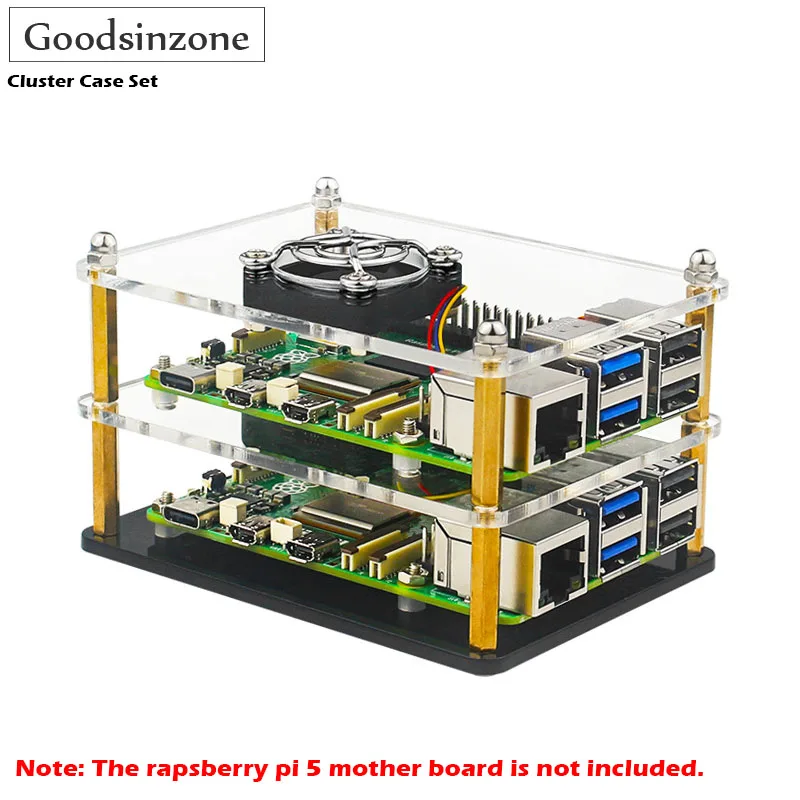 Raspberry pi Cluster Case Conjunto Raspberry pi Case com Kit de Ventilador de Refrigeração Concha Refrigeradora para Placa-mãe Pi5 Camadas
