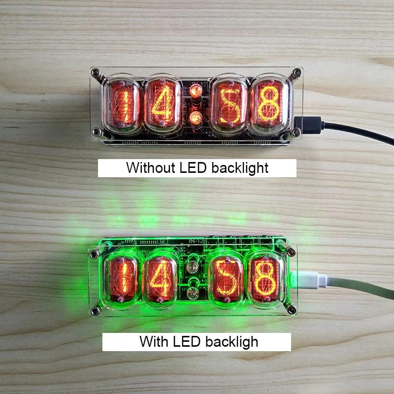 4-Bit Glow Tube Clock Nixie Clock Led Backlight F/ In-12A In-12B