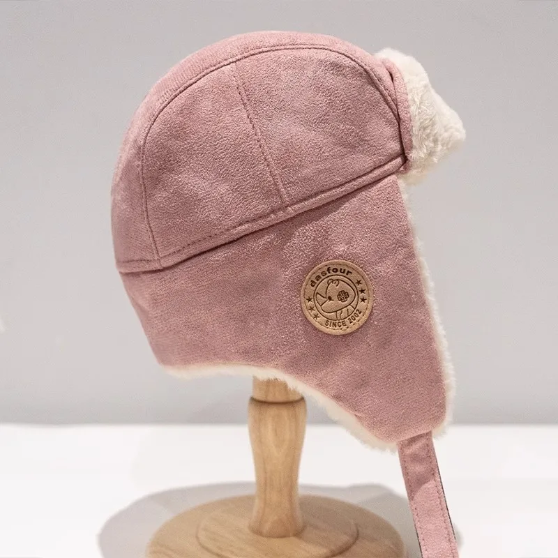 Kids Bomber Hat Caps Winter Warm Thick Cute Solid Faux Fur Bomber Caps Boys Girls Winter Outdoor Skiing Hats Unisex Flap Hat winter hat fashion hat earflap hat faux fur hat children hat set