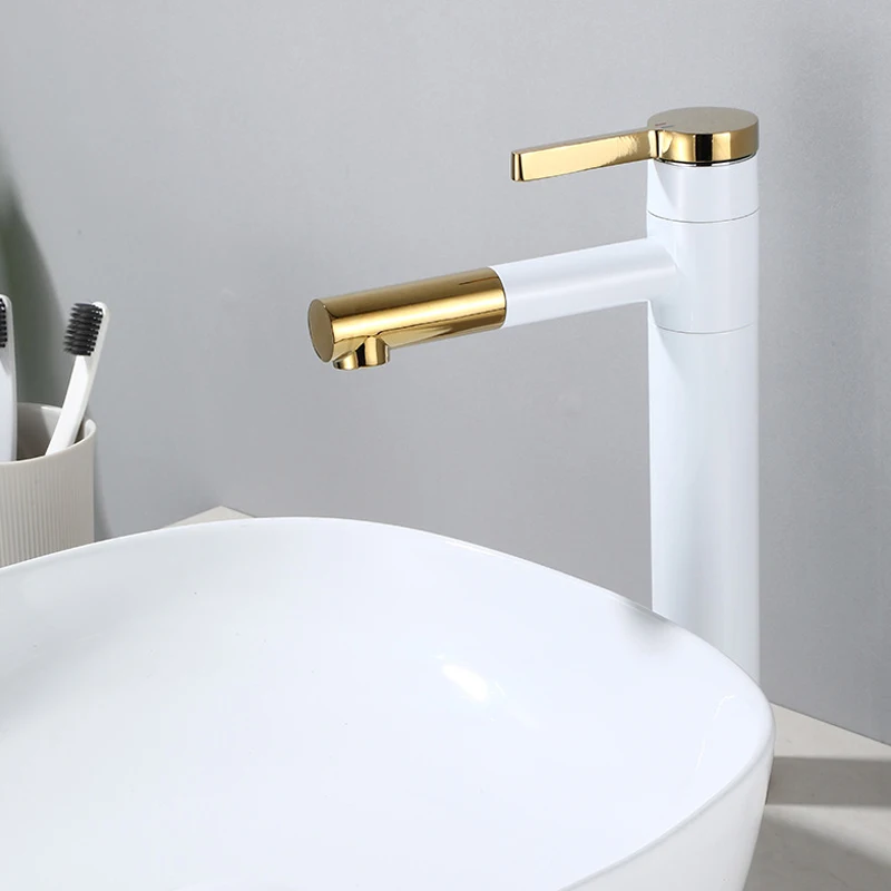 

Basin Faucets Black Brass Faucet Hot and Cold Bathroom Sink Faucet Deck Mounted Toilet White/Black Gold Vessel Mixer Water Tap