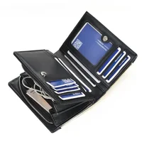 Luxury Brand Men Short Wallet Vertical Multi-card Position Snap Coin Purse Fashionable Youth Card Bag Male PU Solid Color Clutch 1