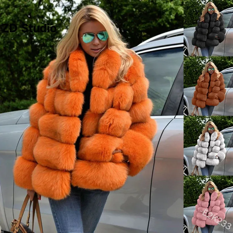 

[ZD Studio] Autumn And Winter New Imitation Fur Female Coat Fox Fur Stitching 2023