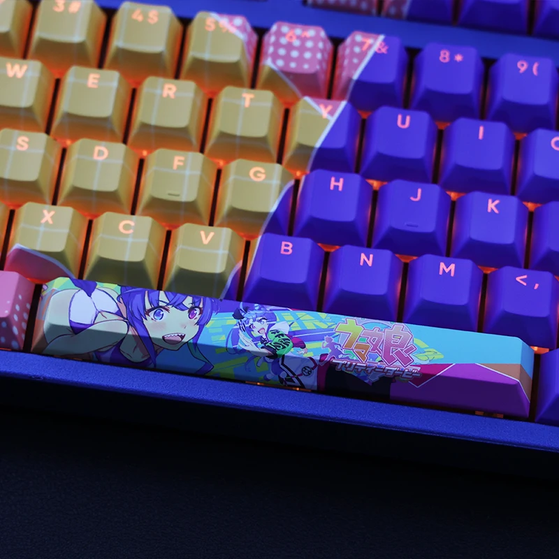 Teclas Pbt Lados Tintura Subbed Keycaps dos Desenhos Animados Anime Gaming Keycap Backlit para Bonito Derby Twin Turbo 108 - Imagem 5