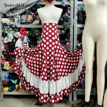 Flamenco Spanish Gypsy Skirt Waltz Classical Practice Flounce Skirt Y03