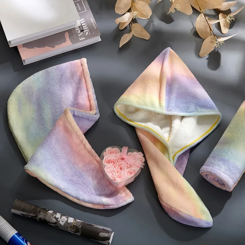 

Быстросохнущее полотенце из полиэстера с радужным принтом для сушки волос, утолщенное мягкое впитывающее полотенце, бытовое полотенце для взрослых и детей