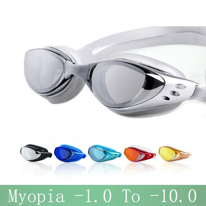 Myopia Swimming glasses -1.0~-10 Waterproof Anti-Fog Prescription swim eyewear water Silicone Big diving goggles Men Women