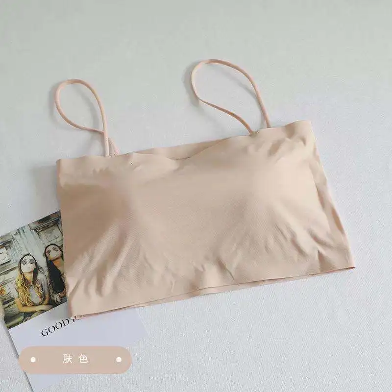 women lingerie bra Sexy Push Up Ice Silk Crop Top Seamless Sling Tube Top Sleeveless Camisole Underwear Ladies Intimates Bralette